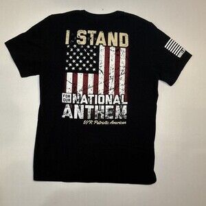 Nine Line I Stand For Our National Anthem USA Flag Black T-Shirt Men's Sz Large